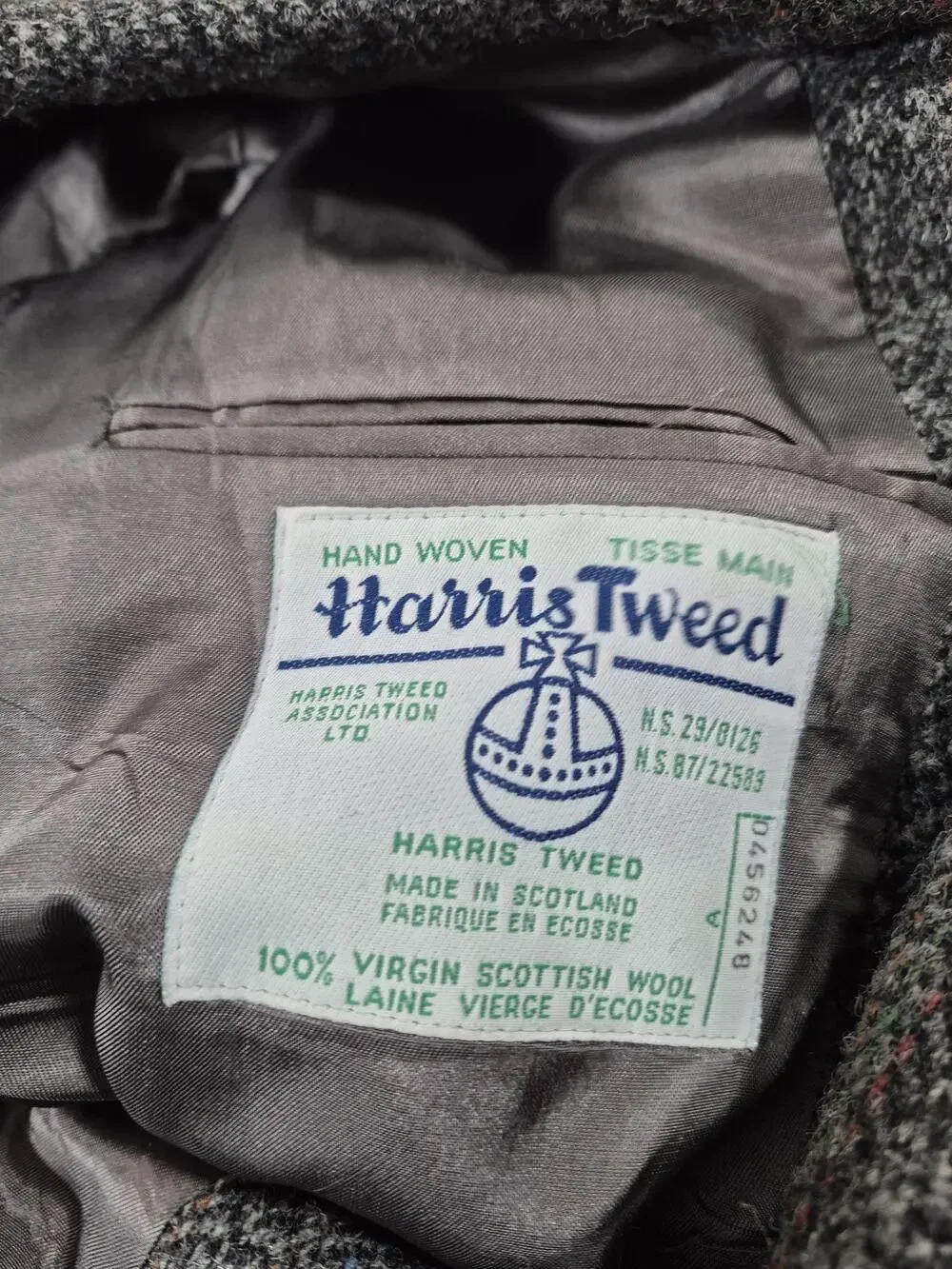 Harris Tweed Men's 38S Gray Wool Herringbone Sport Coat Blazer Scotland
